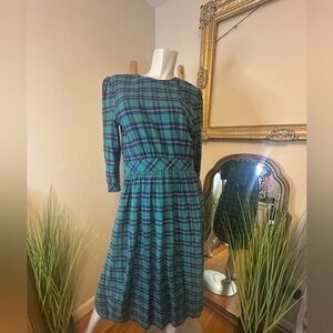 Lanz Originals Tartan Plaid Flannel Dress Size 10 VINTAGE 1980's